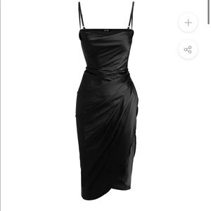 Obsidian Satin Midi dress